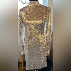 Vintage nude colored crush velvet dress